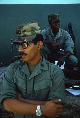 Two U.S. advisors on a break, Ilopango, San Salvador, 1983