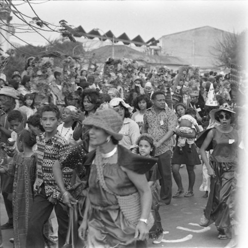 El Congo Grande de Barranquilla walking in a procession, Barranquilla, Colombia, 1977