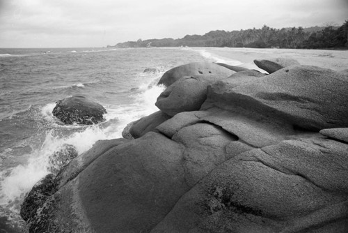 Rock formations at Playa Cañaveral, Tayrona, Colombia, 1976