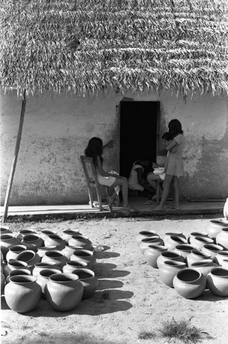 Pottery drying under the sun, La Chamba, Colombia, 1975