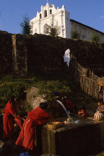 Mayan women and children fill their jugs of water, Chajul, 1982