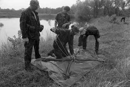 Survival school students make a raft, Liberal, 1982