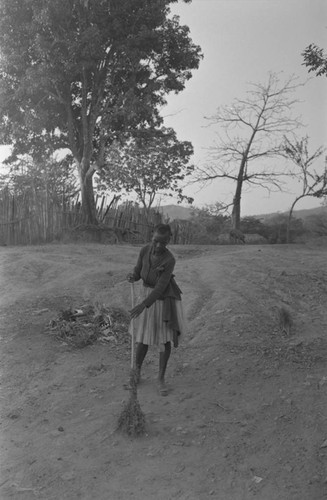 Woman sweeping the ground, San Basilio de Palenque, ca. 1978