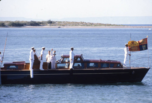 Queen Elizabeth II on a boat, Mexico, 1983