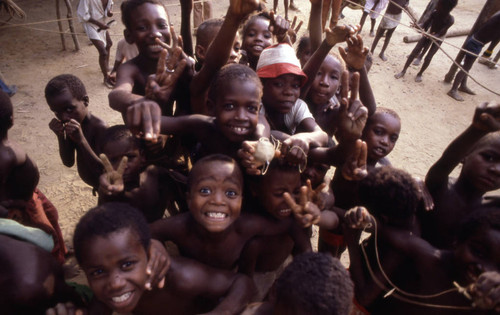 Children standing inside boxing ring, San Basilio de Palenque, 1976