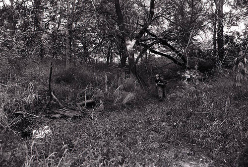 Survival school student holds a rifle, Liberal, 1982