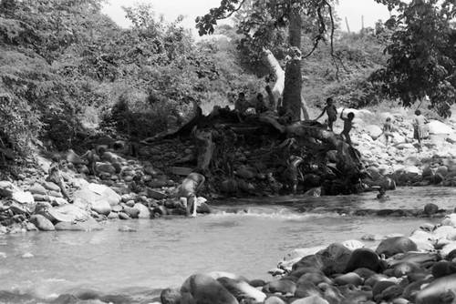 Children play in river, La Guajira, Colombia, 1976