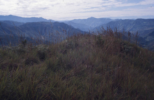 A panoramic view of the mountains, Tierradentro, Colombia, 1975