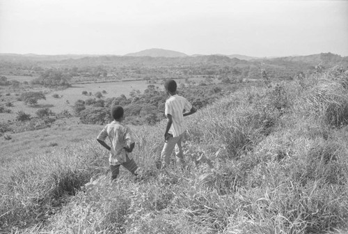 Boys standing in tall grass, San Basilio de Palenque, 1976