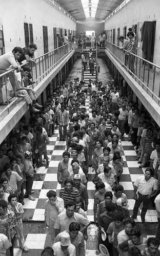 Prisoners in line, Nicaragua, 1980