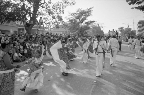 Dancers performing in the street, Barranquilla, Colombia, 1977