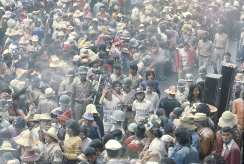 Large crowd at the Blacks and Whites Carnival, Nariño, Colombia, 1979