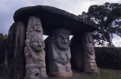 Double guardian stone statues, San Agustín, Colombia, 1975