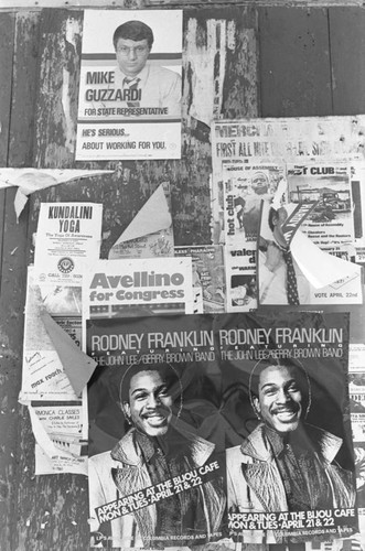 Posters and advertising on a board or fence, Philadelphia