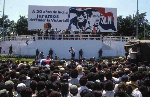 Large crowd at a demonstration, Nicaragua, 1983