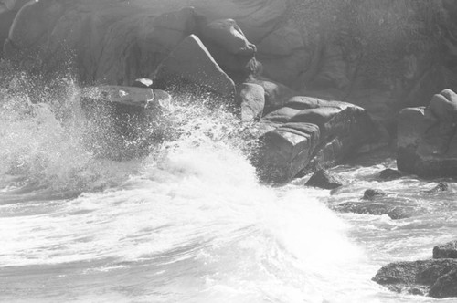 A rock formation on the beach, Tayrona, Colombia, 1976