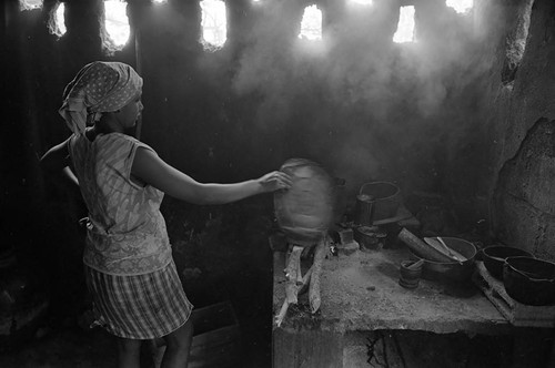 Woman cooking a turtle, San Basilio de Palenque, 1977