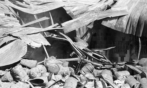 Rubble from a destroyed building, Managua, 1980