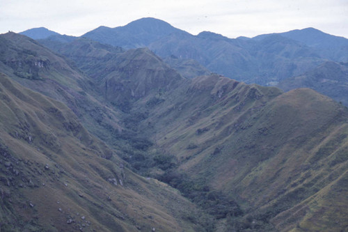 A panoramic view of the mountains, Tierradentro, Colombia, 1975