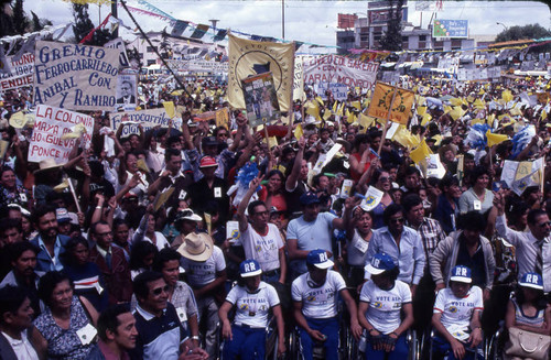 A crowd at a pro-Guevara campaign rally, Guatemala City, 1982