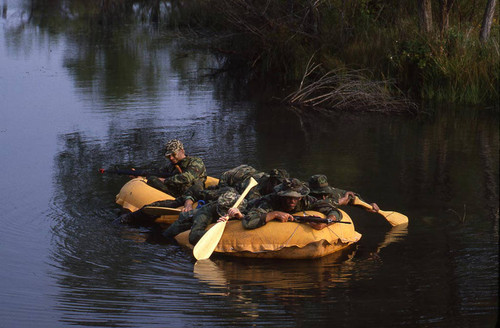 Survival school students attempt a beachhead assault, Liberal, 1982