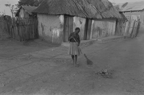 Woman sweeping the ground, San Basilio de Palenque, ca. 1978