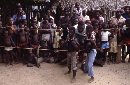 Children boxing inside boxing ring, San Basilio de Palenque, 1976