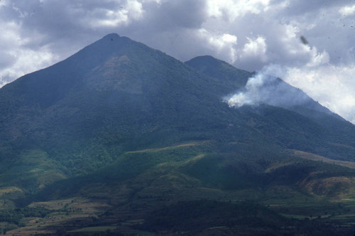 Smoke raising from the slopes of San Vicente volcano, San Vicente, El Salvador, 1981