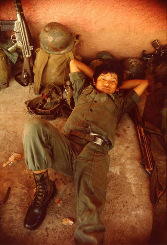 A soldier resting, El Salvador, ca. 1981