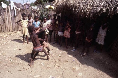 Children boxing, San Basilio de Palenque, 1976
