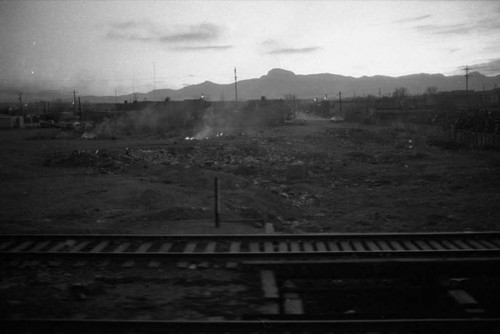 Fire near train tracks, Chihuahua, 1983