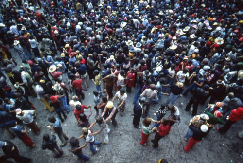 Large crowd at the Blacks and Whites Carnival, Nariño, Colombia, 1979