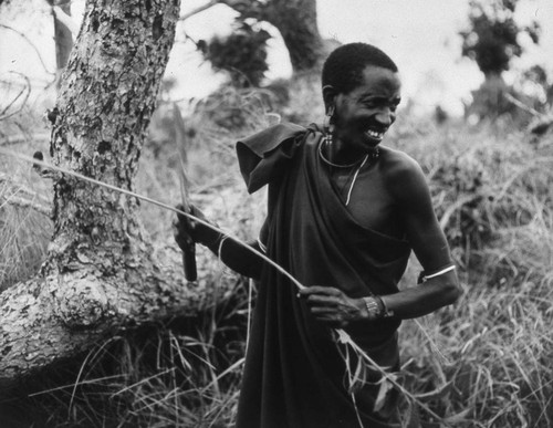 Villager holding a branch, Tanzania, 1979