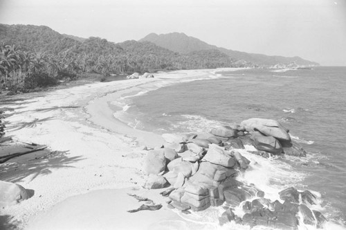 A view of the Caribbean coast, Tayrona, Colombia, 1976