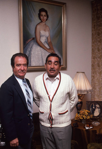 Presidential candidate Mario Sandoval Alarcón at his home with Lionel Sisniega Otero, Guatemala City, 1982