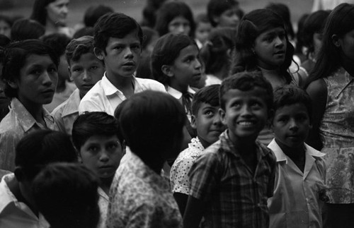 Kids in the schoolyard, La Chamba, Colombia, 1975