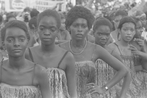 Young women parading at carnival, Barranquilla, ca. 1978