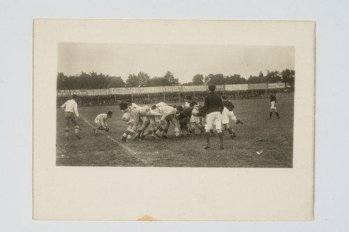 United States Olympic Rugby Team on Tour of France: United States versus Sud-Ouest at Bordeaux. Players in scrum