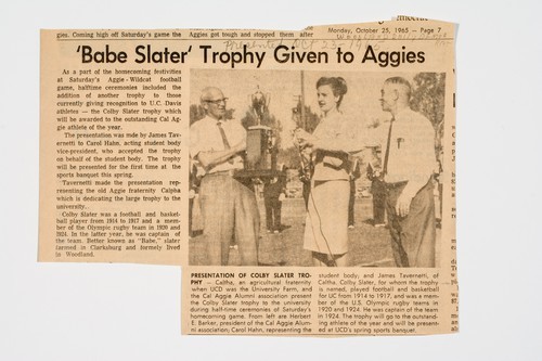 Clipping, Babe Slater trophy given to Aggies