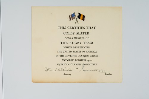 Certificate, United States Olympic Rugby Team