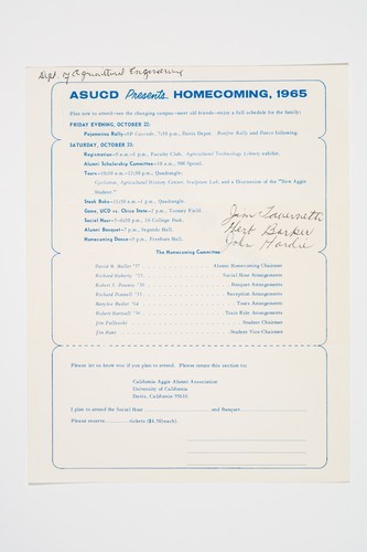 Flyer, ASUCD presents Homecoming, 1965