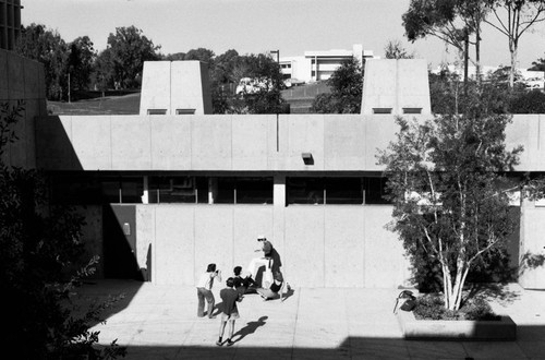 Mandeville Center courtyard with students