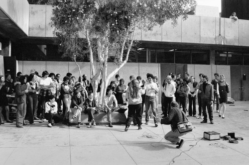 Students in courtyard at Mandeville