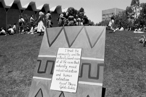 Art installation in front of main gymnasium