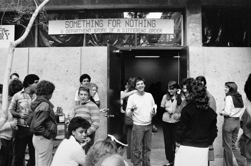 Jean-Pierre Gorin and students outside Mandeville Center's Annex Gallery