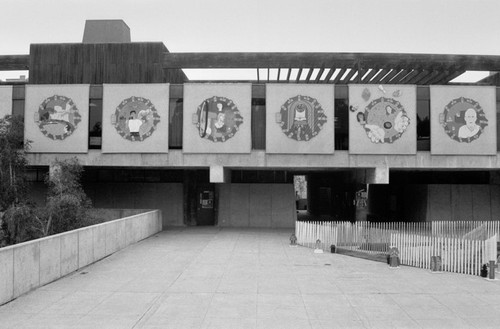 Mandeville Center with decorated panels