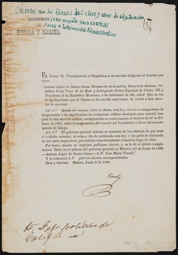 Queda sin ningun valor ni efecto, toda ley, decreto ó compromiso de enagenacion ó de adjudicacion de cualquiera edificio destinado para cuartel, hospital ú otro servicio militar