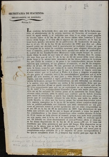 La comision de hacienda: dice, que este espediente trata de las dudas ocurridas al administrador de la aduana marítima de Veracruz, al comisario general de aquel estado , y al individuo que tiene á su cargo aquel juzgado de distrito sobre si la ley de 31 de marzo último debe comenzar á tener efecto desde luego