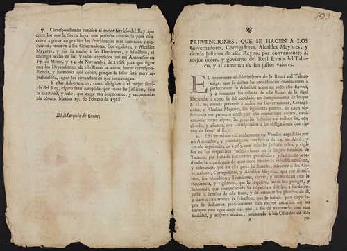 Prevenciones, que se hacen a los governadores, corregidores, alcaldes mayores, y demàs justicias de este reyno, por convenientes al mejor orden, y govierno del Real Ramo del Tabaco, y al aumento de sus justos valores