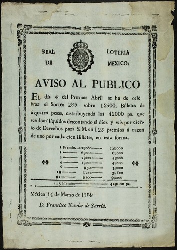 Real Loteria de Mexico : aviso al público